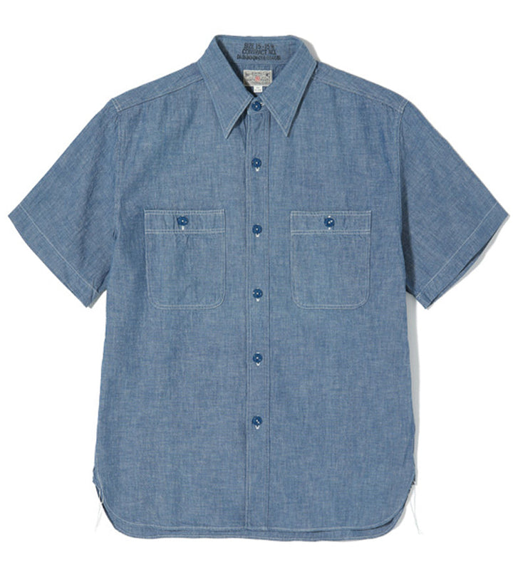 BUZZ RICKSON'S ( バズリクソンズ ）CHAMBRAY S/S WORK SHIRTS / シャンブレー ショートスリーブ ワークシャツ  【半袖 シャンブレー シャツ 】 – BAMBOO SHOOTS ONLINE