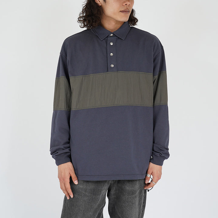 エッセンシャルズ ワッフル ニット ラグビー シャツ オフ ブラック L オールブラックス エッセンシャルズ ワッフルTシャツ