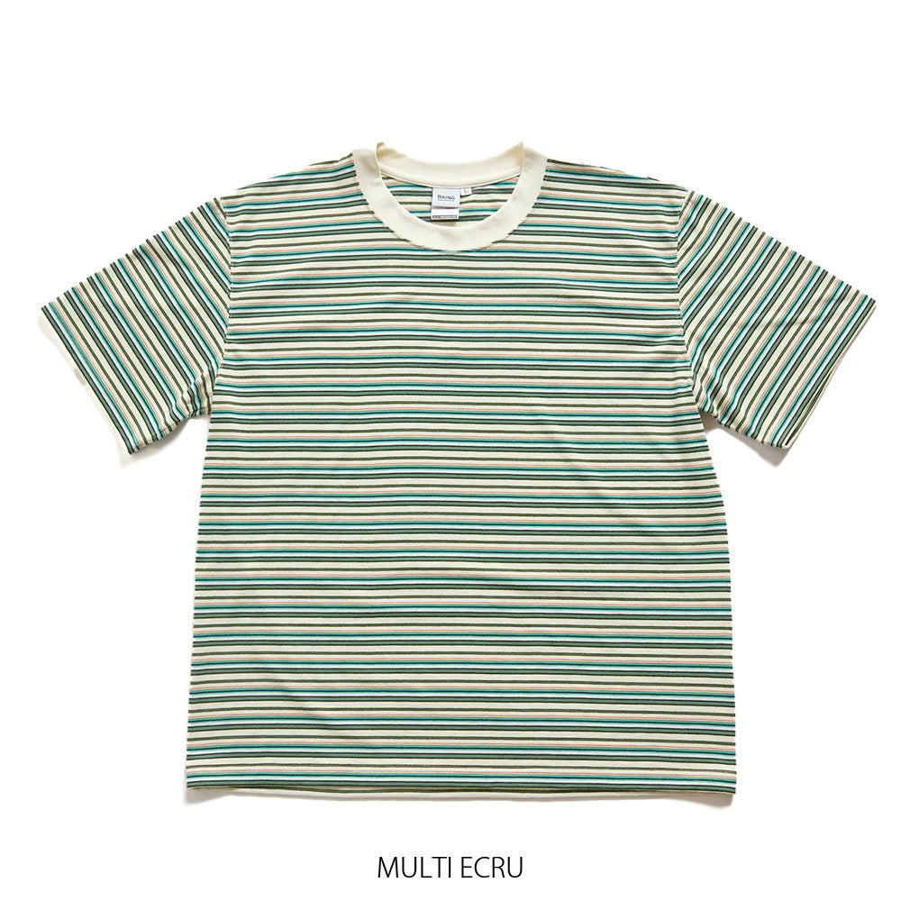 “Scotch & Soda”テクスチャードコットンボーダーTシャツ Green 2025春夏】ドライコットニー マルチボーダーTシャツ – BAMBOO