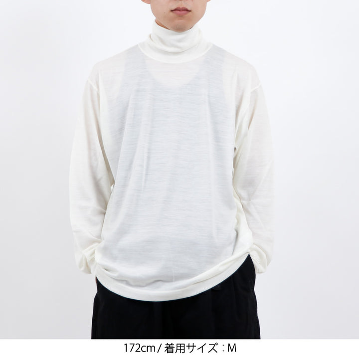 Bamboo SHOOTS (バンブーシュート) | Merino Wool Long Sleeve OFF Turtle T-Shirt (メリノウール ロングスリーブオフタートルティシャツ) Gray / XL