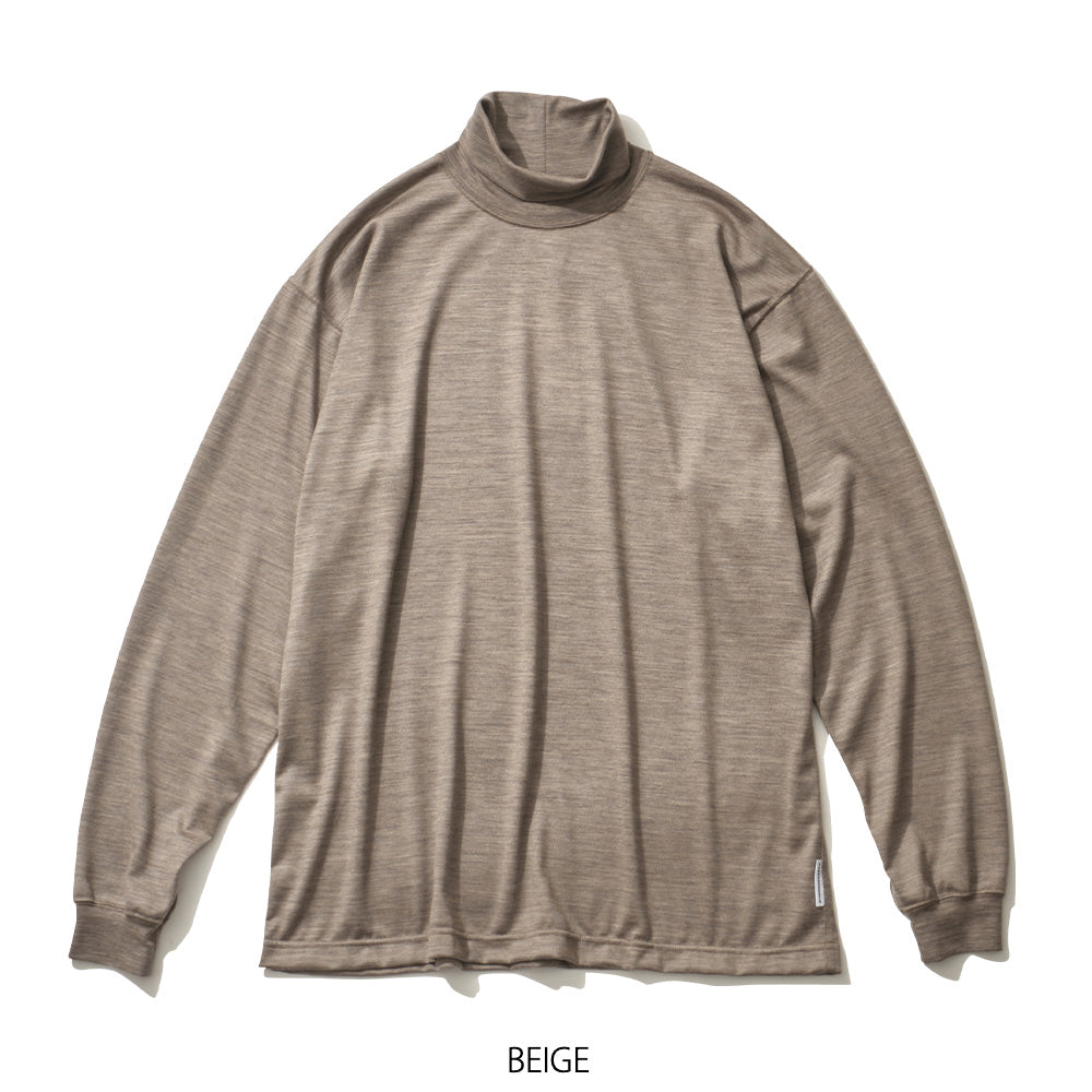 Bamboo SHOOTS (バンブーシュート) | Merino Wool Long Sleeve OFF Turtle T-Shirt (メリノウール ロングスリーブオフタートルティシャツ) Gray / XL