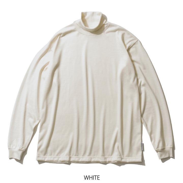 Bamboo SHOOTS (バンブーシュート) | Merino Wool Long Sleeve OFF Turtle T-Shirt (メリノウール ロングスリーブオフタートルティシャツ) White / XL